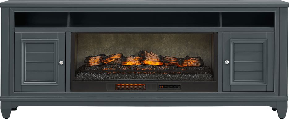Hilton Head Graphite 82 in. Console with Electric Log Fireplace