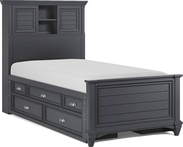 Kids Hilton Head Graphite Twin Bookcase Bed with Storage Side Rails - Thumbnail - Image 1