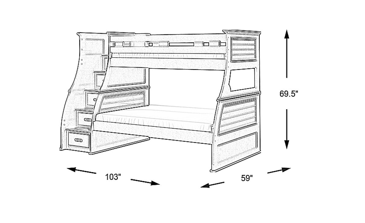 Hilton Head Graphite Twin/Full Step Bunk - Rooms To Go