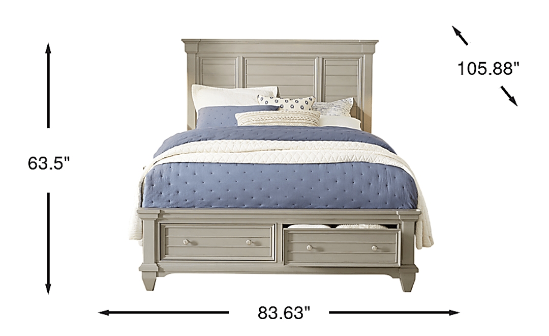 Hilton Head Gray 3 Pc King Panel Bed with Storage