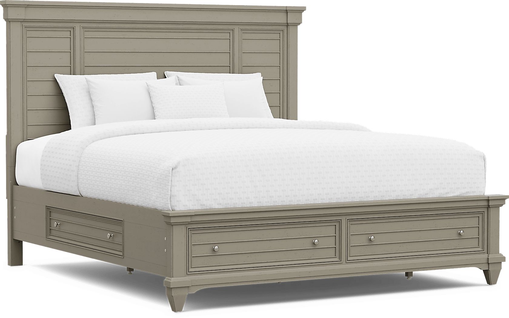 Hilton Head Gray 3 Pc King Panel Bed with Storage