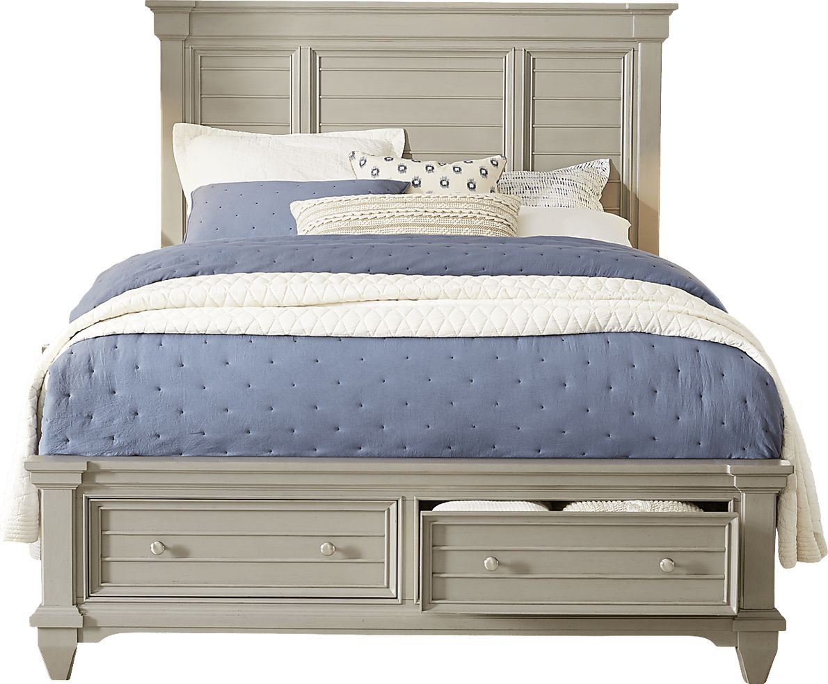 Hilton Head Gray 3 Pc King Panel Bed with Storage