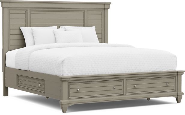 Hilton Head Gray 3 Pc King Panel Bed with Storage