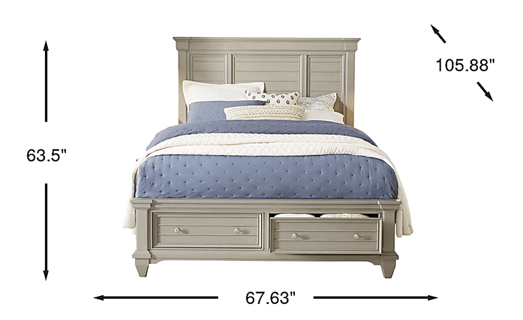 Hilton Head Gray 3 Pc Queen Panel Bed with Storage