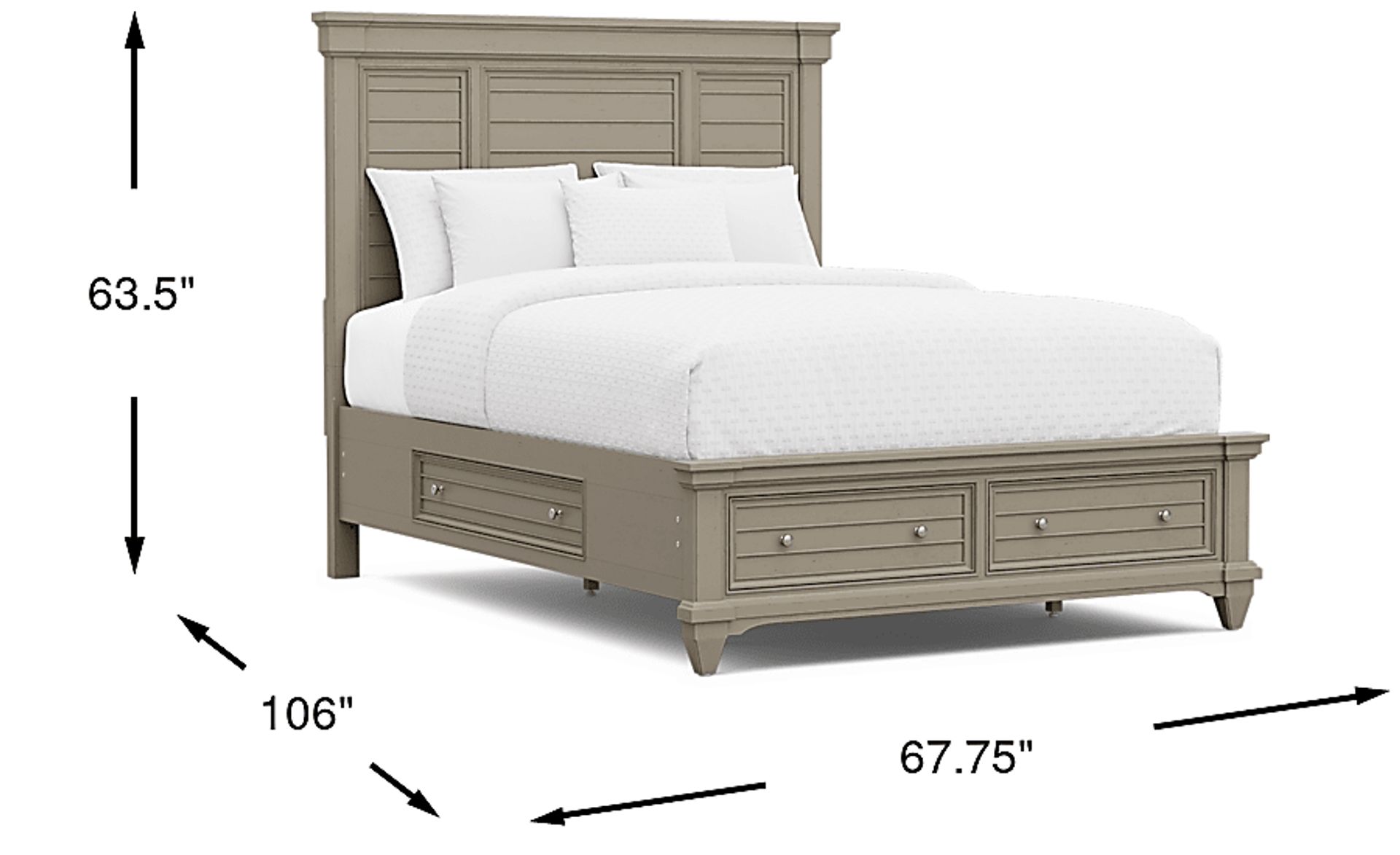 Hilton Head Gray 3 Pc Queen Panel Bed With Storage Rooms to Go