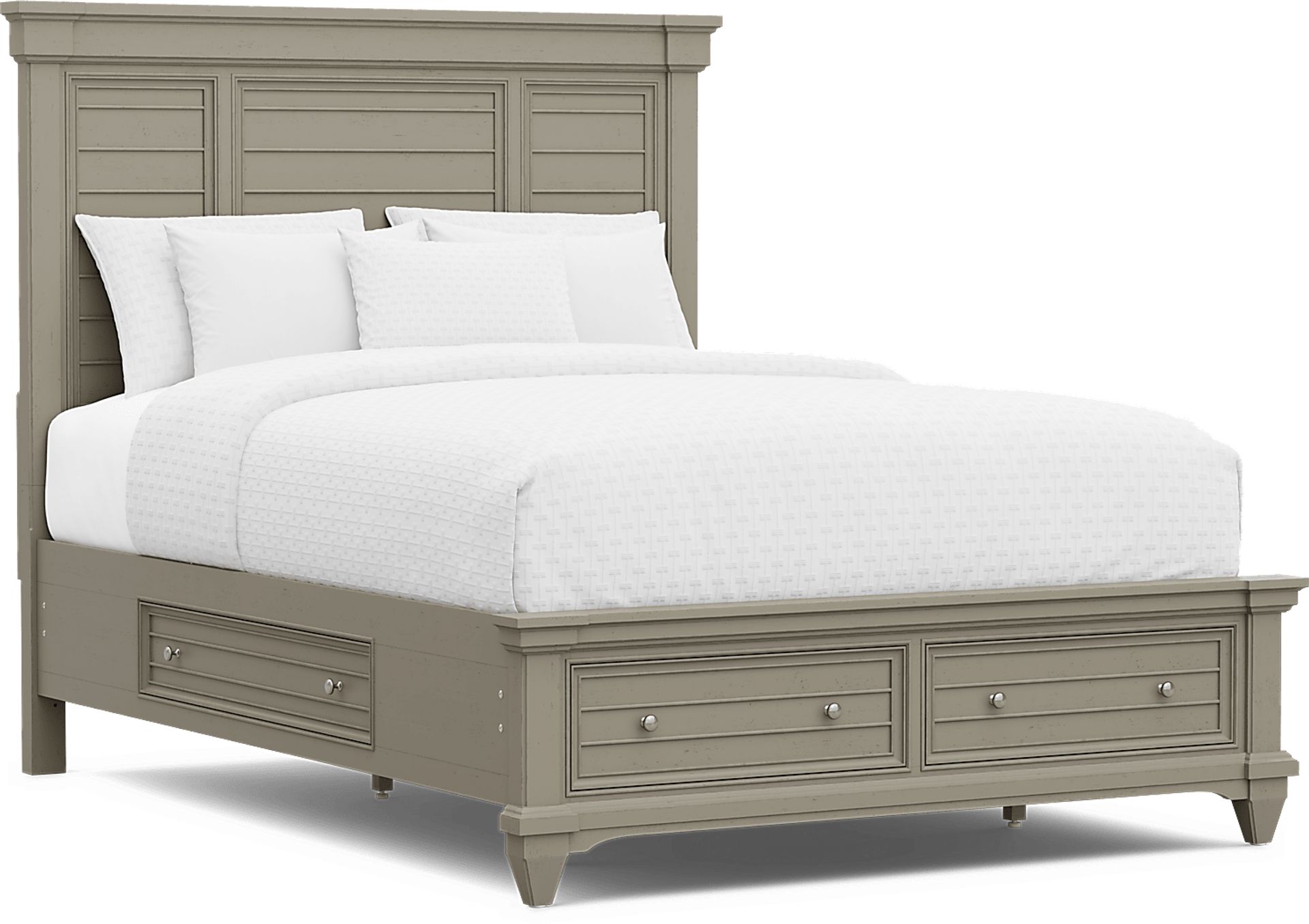 Hilton Head Gray 3 Pc Queen Panel Bed with Storage - Image 1