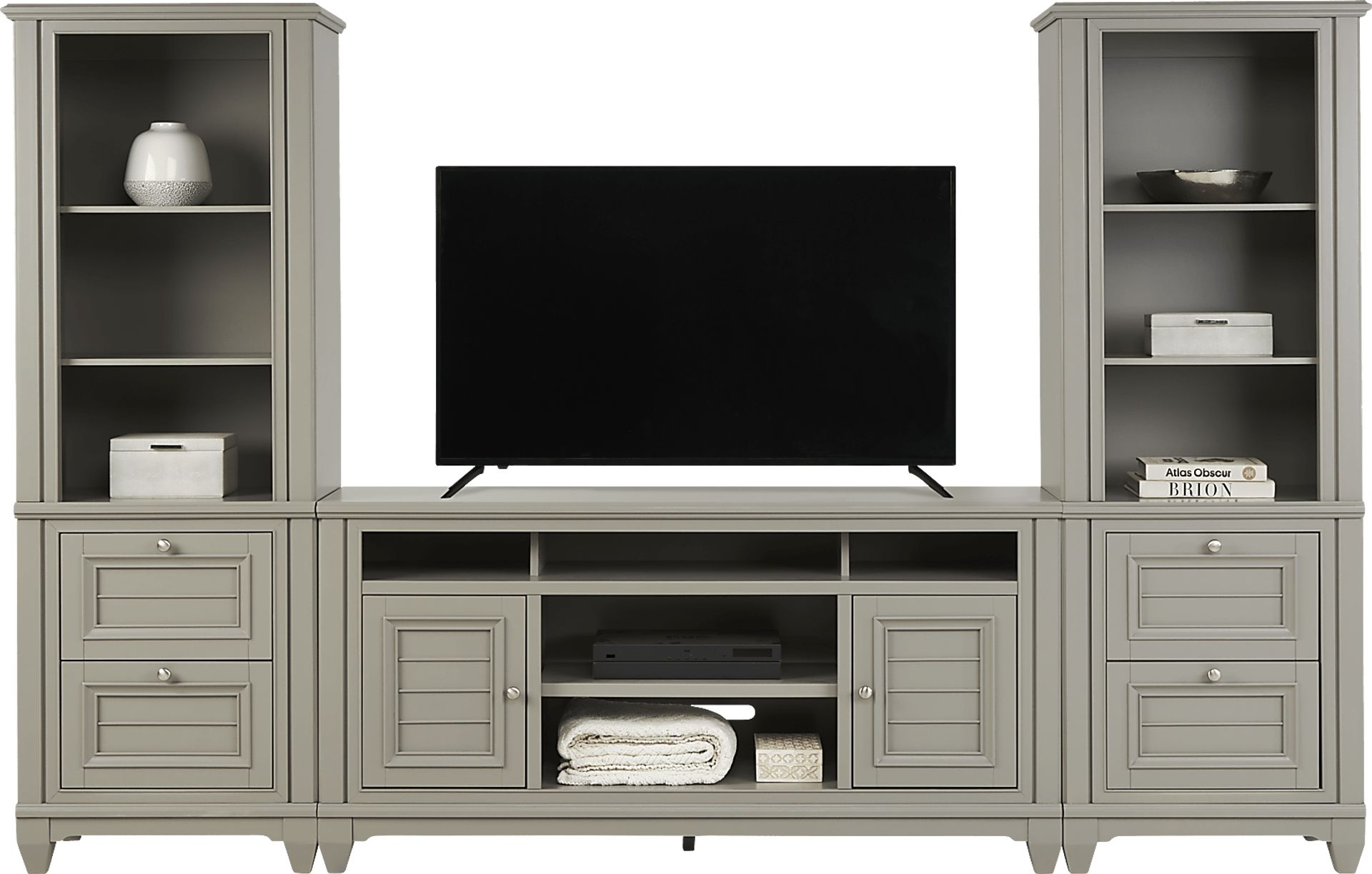 Hilton Head Gray 3 Pc Wall Unit with 66 in. Console - Image 2