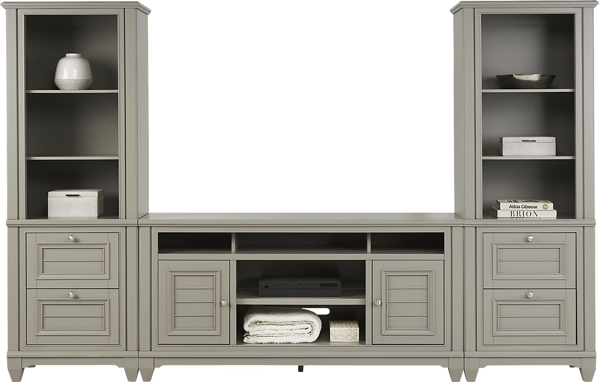 Hilton Head Gray 3 Pc Wall Unit with 66 in. Console - Image 1