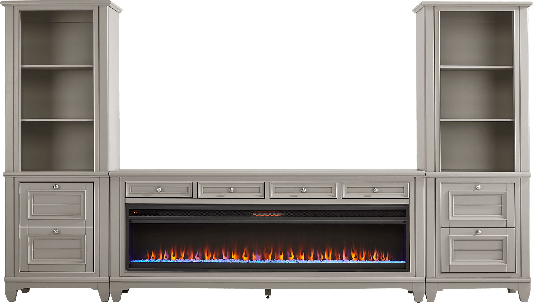 Hilton Head Gray 4 Pc Wall Unit with 80 in. Console and Electric Fireplace
