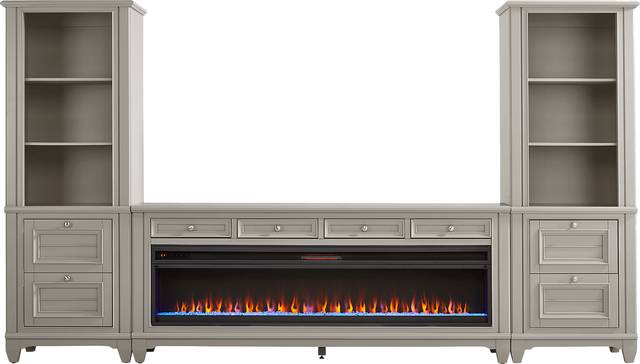Hilton Head Gray 4 Pc Wall Unit with 80 in. Console and Electric Fireplace - Thumbnail - Image 1