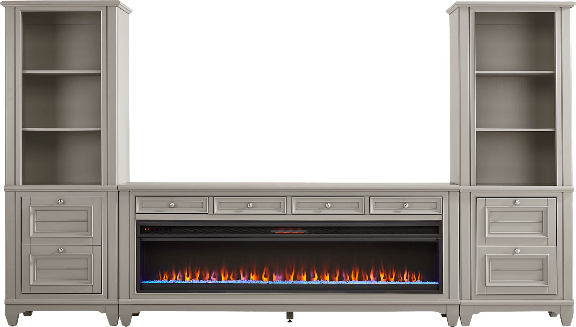 Hilton Head Gray 4 Pc Wall Unit with 80 in. Console and Electric Fireplace - Image 1
