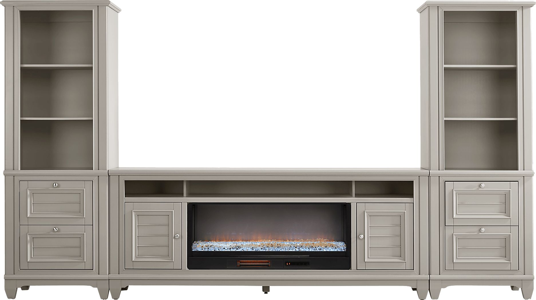 Hilton Head Gray 4 Pc Wall Unit with 82 in. Console and Electric Fireplace
