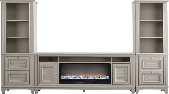 Hilton Head Gray 4 Pc Wall Unit with 82 in. Console and Electric Fireplace