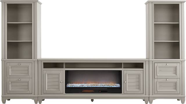 Hilton Head Gray 4 Pc Wall Unit with 82 in. Console and Electric Fireplace - Thumbnail - Image 1