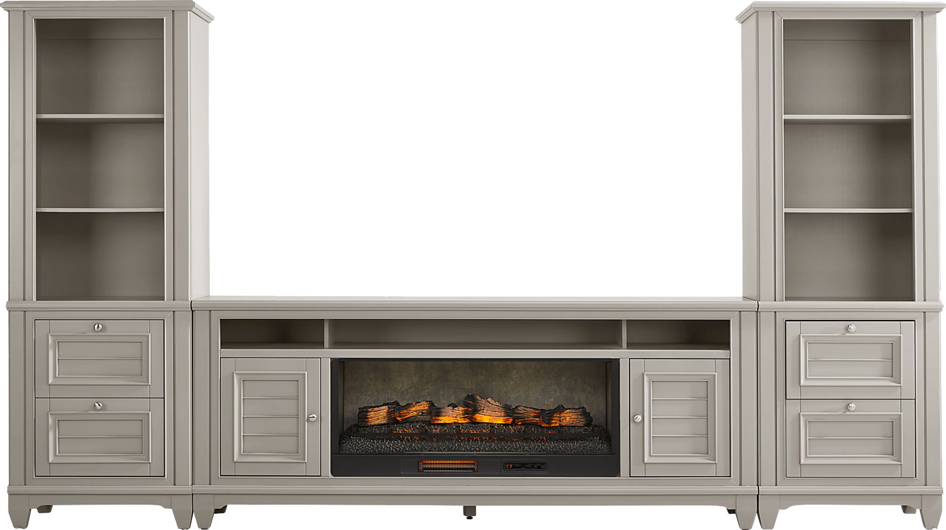 Hilton Head Gray 4 Pc Wall Unit with 82 in. Console and Electric Log Fireplace - Image 1