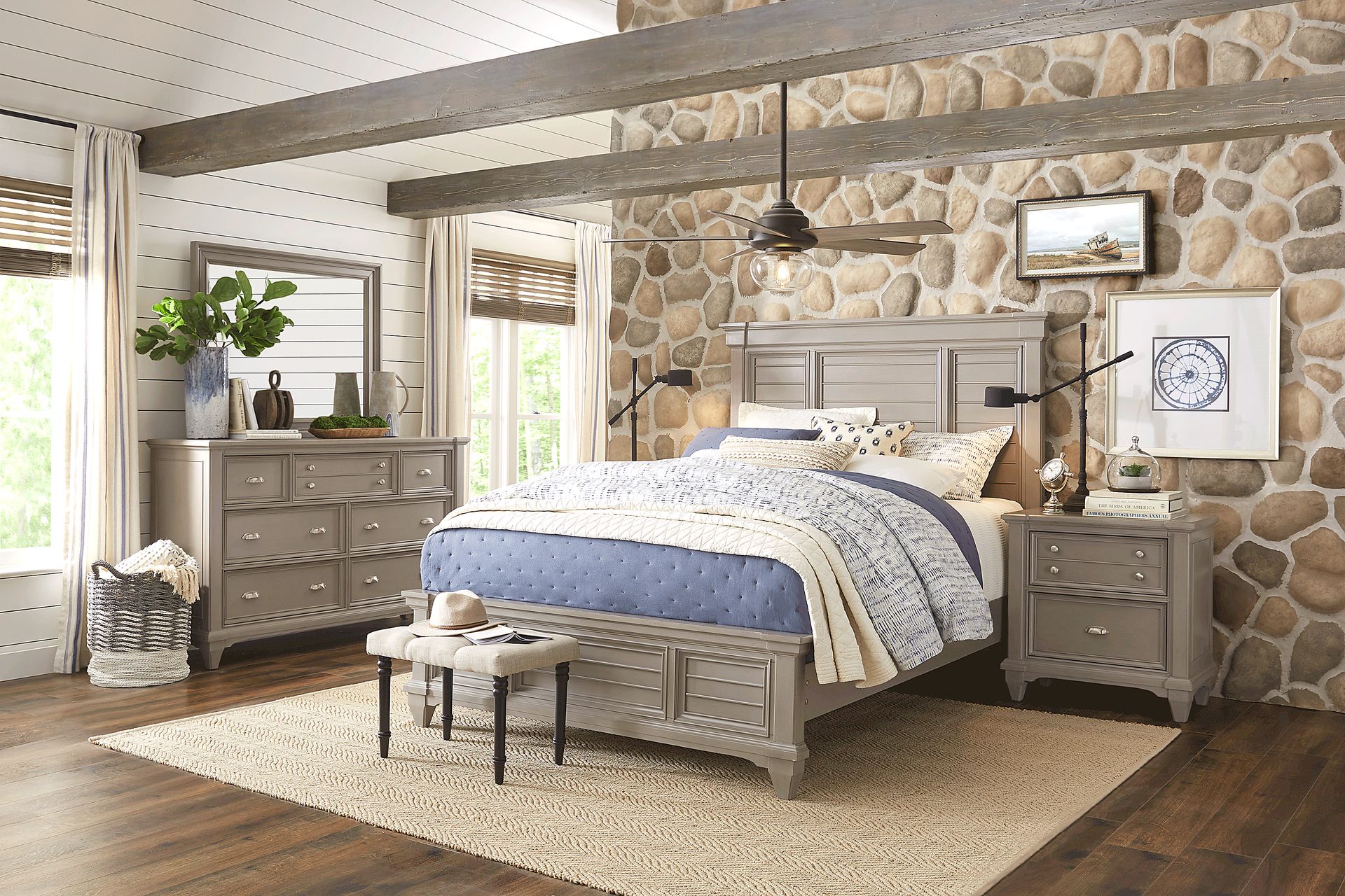 Hilton Head Gray 3 Pc King Panel Bed - Image 2