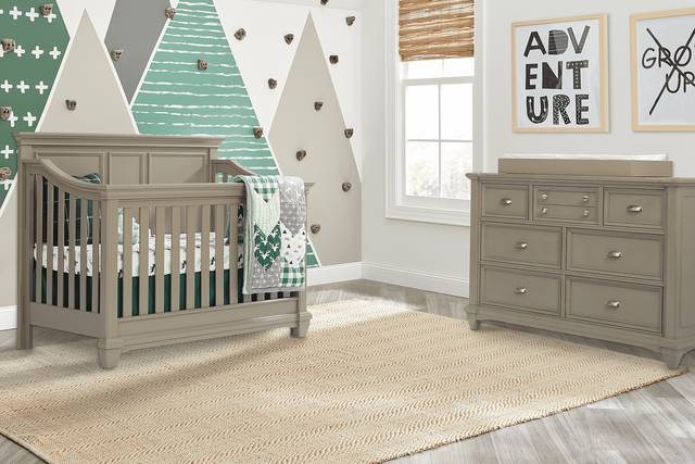 Hilton Head Gray 5 Pc Nursery with Toddler Rails - Thumbnail - Image 1
