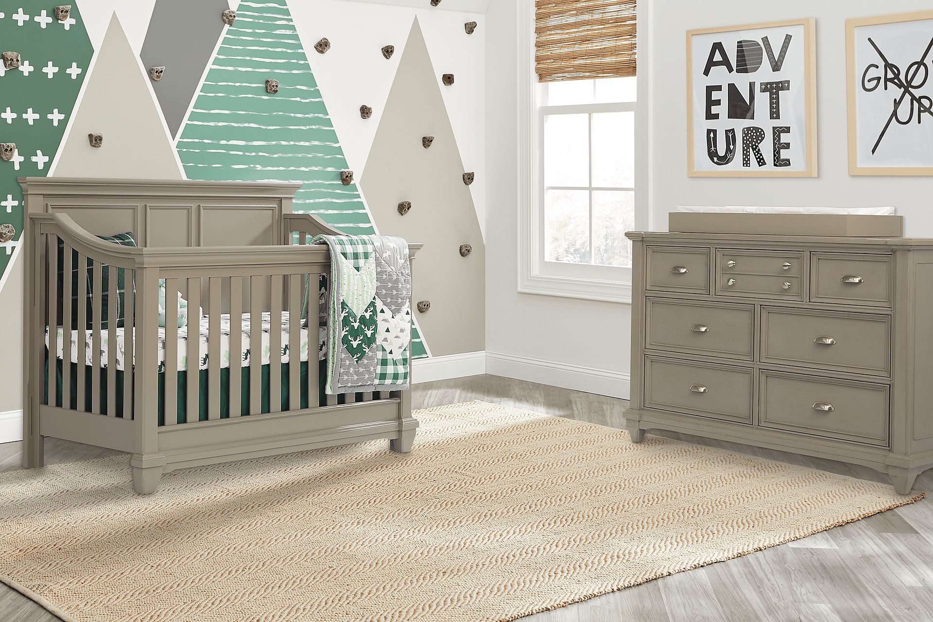 Hilton Head Gray 6 Pc Nursery with Toddler & Conversion Rails - Image 1