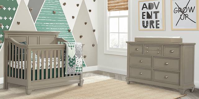 Hilton Head Gray 6 Pc Nursery with Toddler & Conversion Rails - Thumbnail - Image 1