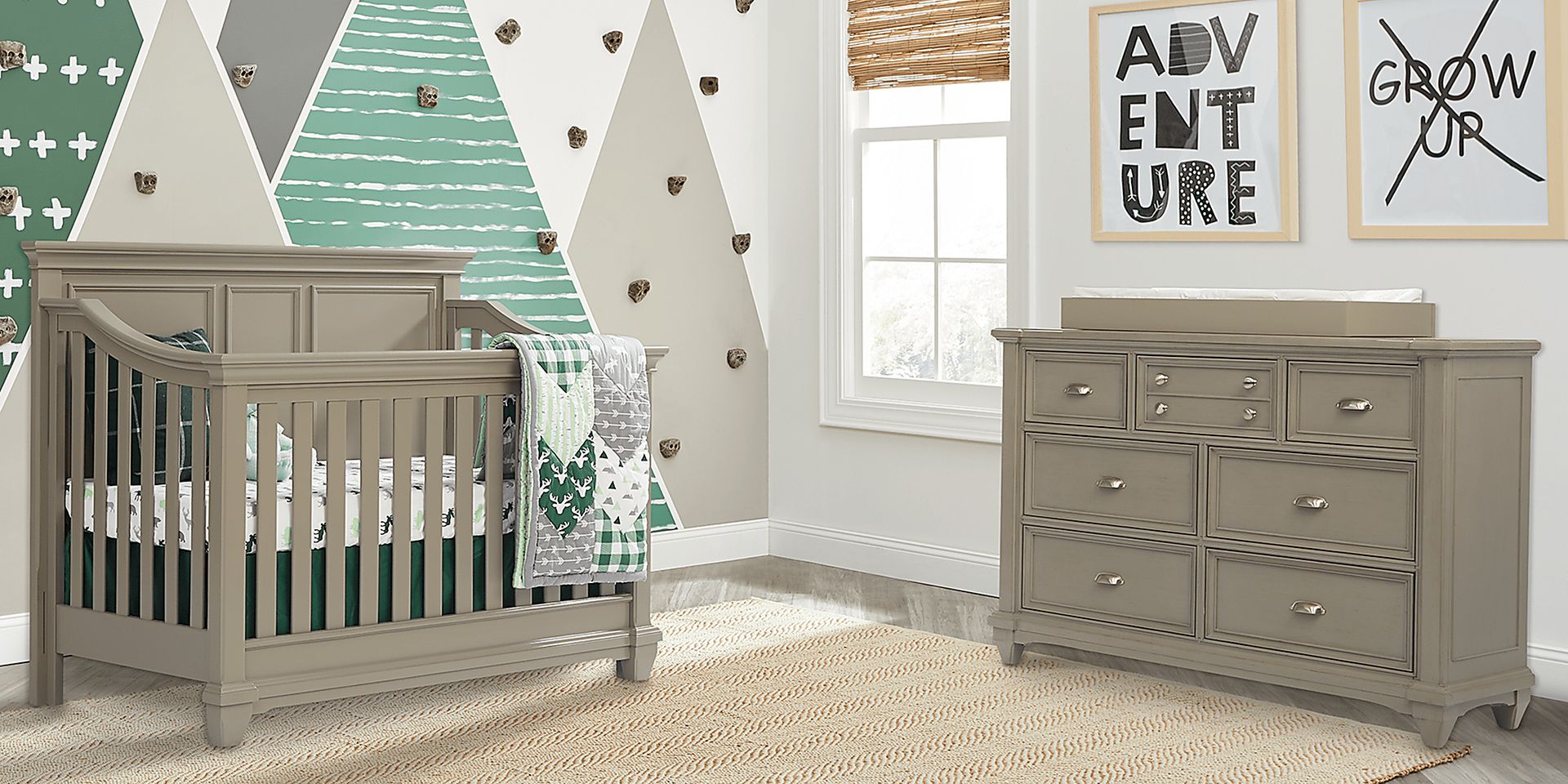 Hilton Head Gray 6 Pc Nursery with Toddler & Conversion Rails - Image 1