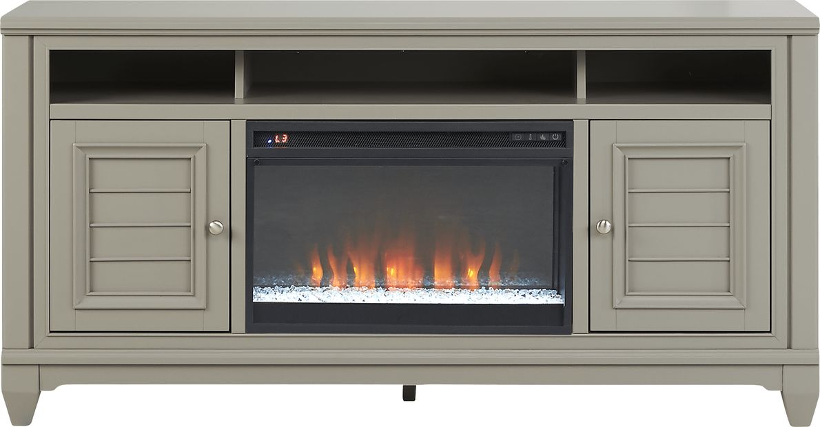 Hilton Head Gray 66 in. Console With Electric Fireplace Rooms To Go