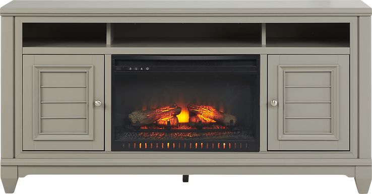 Hilton Head Gray 66 in. Console with Electric Log Fireplace