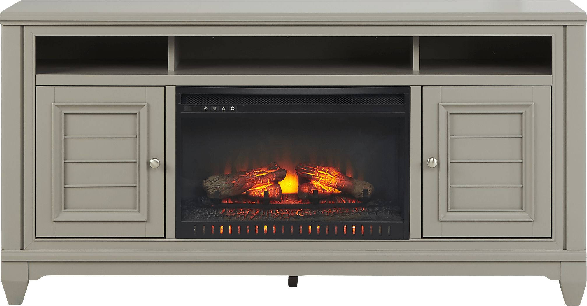 Hilton Head Gray 66 in. Console with Electric Log Fireplace Rooms To Go