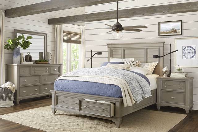 Hilton Head Gray 7 Pc King Storage Bedroom - Thumbnail - Image 1
