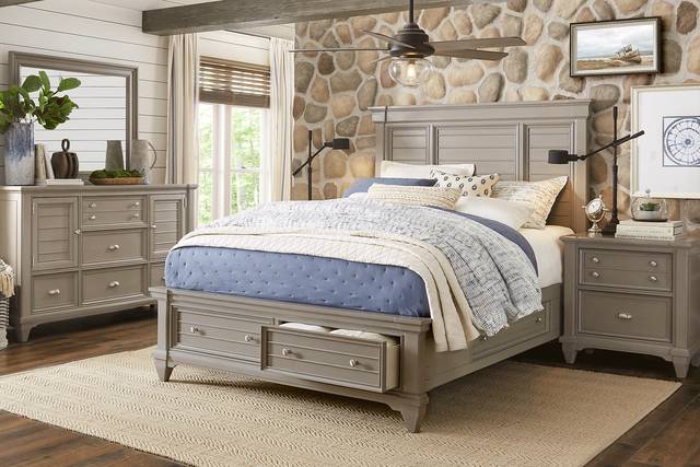 Hilton Head Gray 7 Pc Queen Storage Bedroom - Thumbnail - Image 1