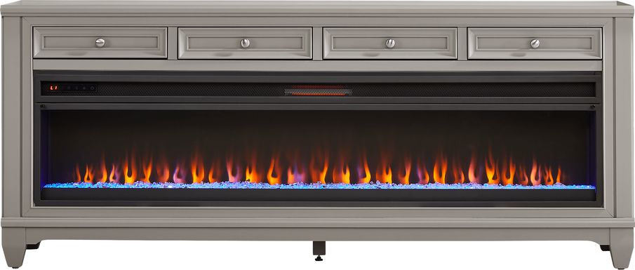 Hilton Head Gray 80 in. Console with Electric Fireplace