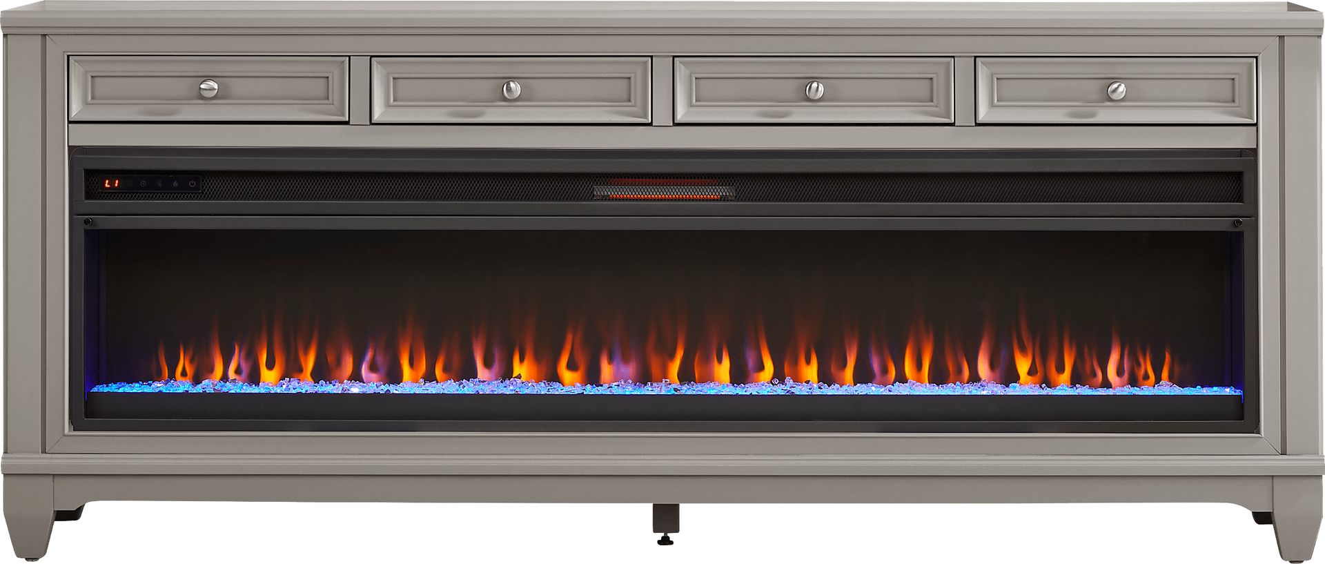 Hilton Head Gray 80 in. Console with Electric Fireplace - Image 1