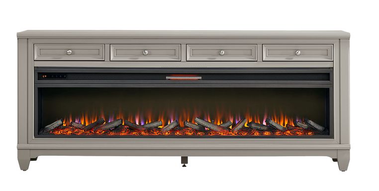 Hilton Head Gray 80 in. Console with Electric Log Fireplace