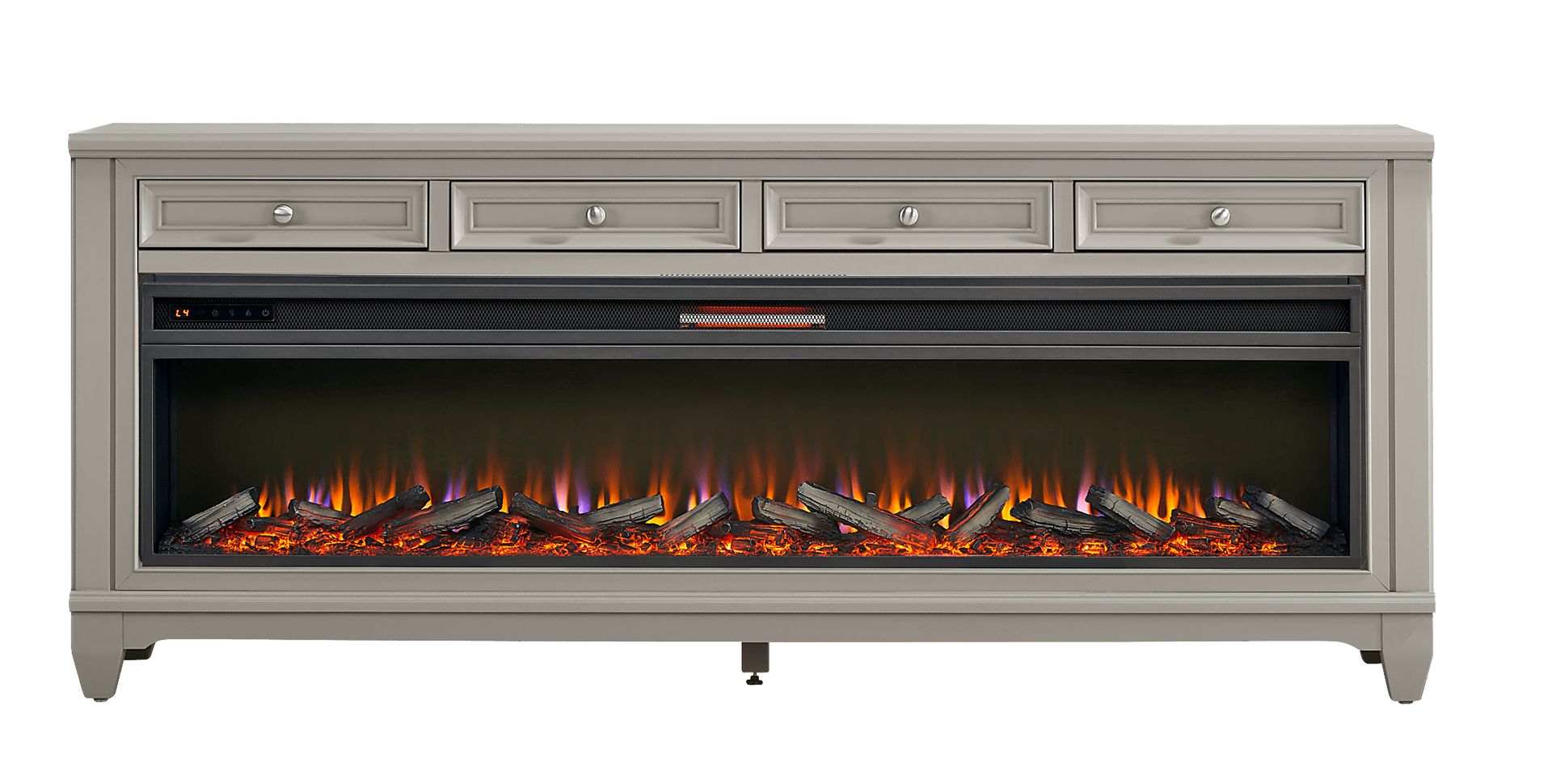 Hilton Head Gray 80 in. Console with Electric Log Fireplace - Image 1