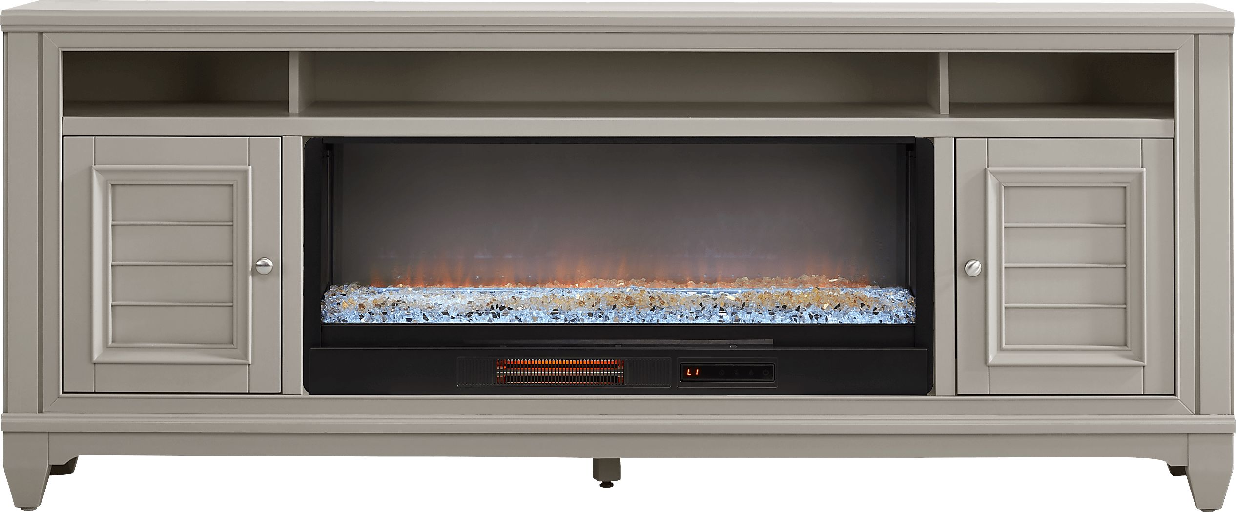 Hilton Head White 82 in. Console with Electric Fireplace - Thumbnail 2