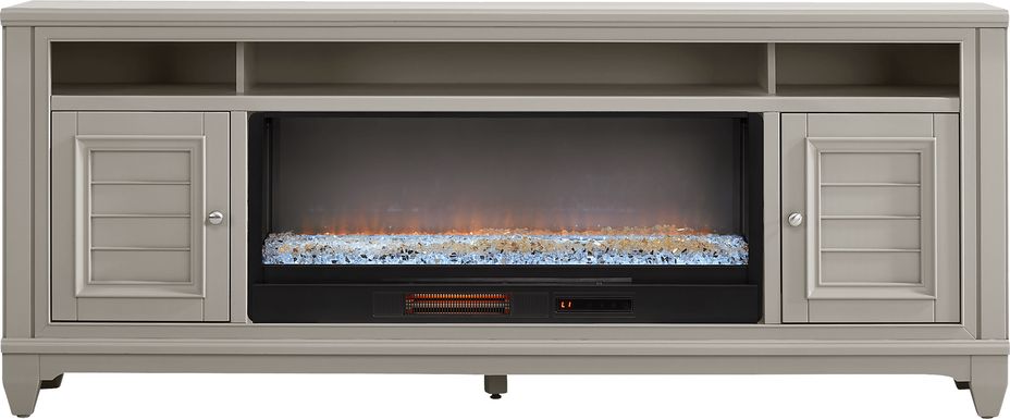 Hilton Head Gray 82 in. Console with Electric Fireplace