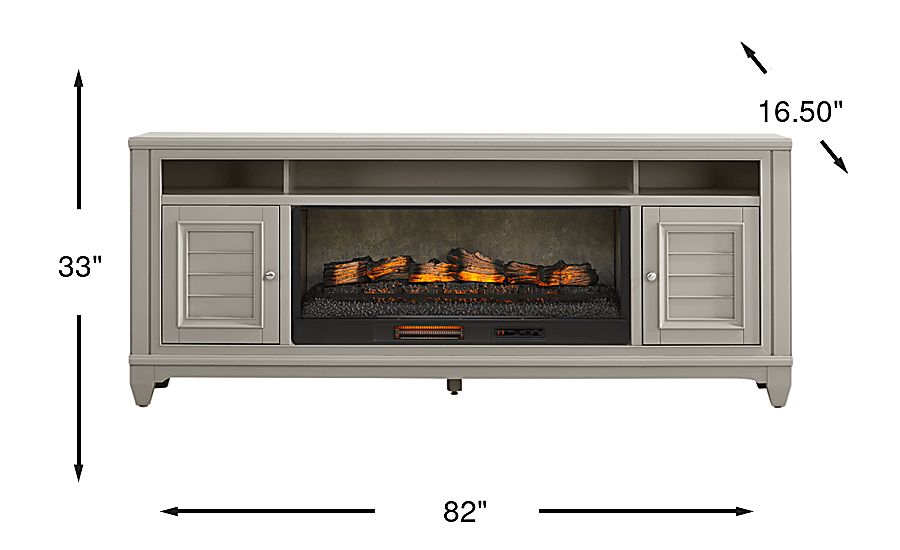 Hilton Head Gray 82 in. Console with Electric Log Fireplace - Thumbnail 5