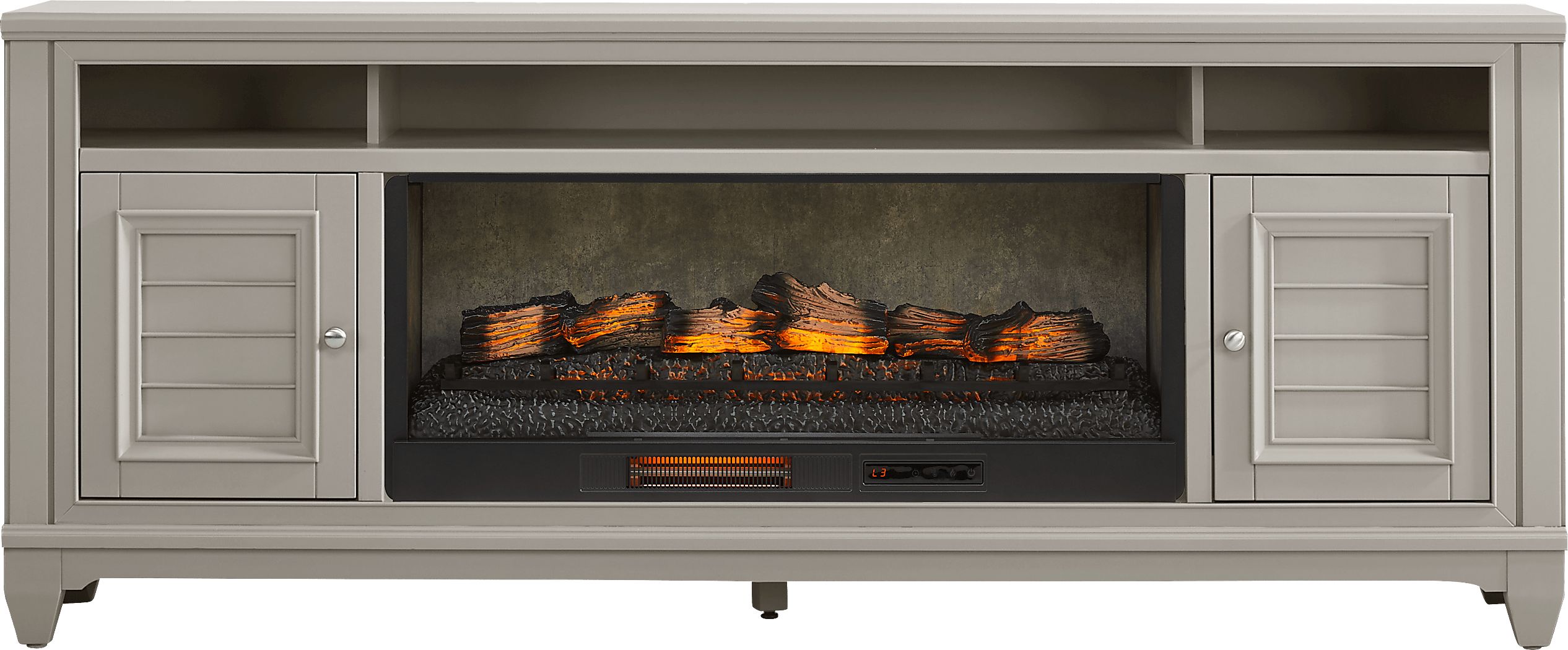 Hilton Head Gray 82 in. Console with Electric Log Fireplace