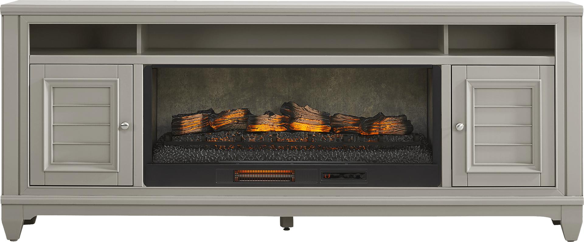 Hilton Head Gray 82 in. Console with Electric Log Fireplace
