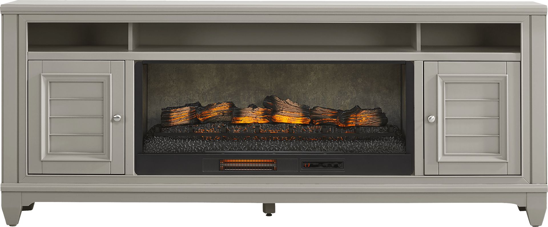 Hilton Head Gray 82 in. Console with Electric Log Fireplace - Image 1