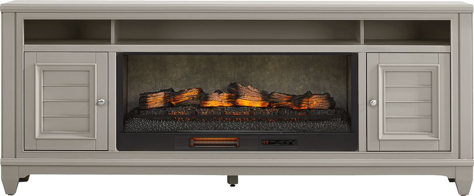 Hilton Head Gray 82 in. Console with Electric Log Fireplace