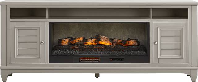 Hilton Head Gray 82 in. Console with Electric Log Fireplace - Thumbnail - Image 1