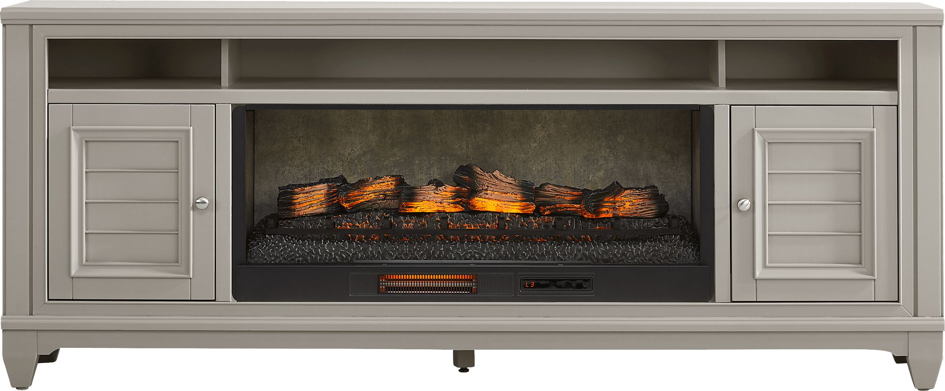 Hilton Head Gray 82 in. Console with Electric Log Fireplace - Image 1