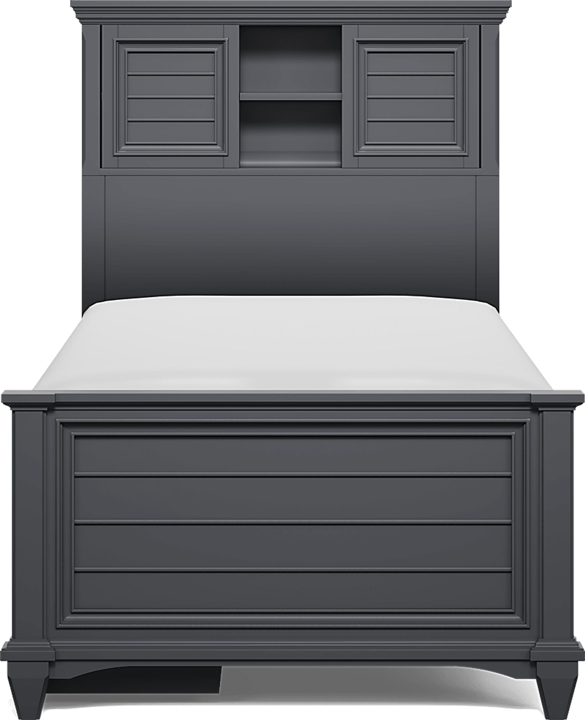 Hilton Head Kids Graphite Twin Bookcase Bed with Storage Side Rail - Image 2