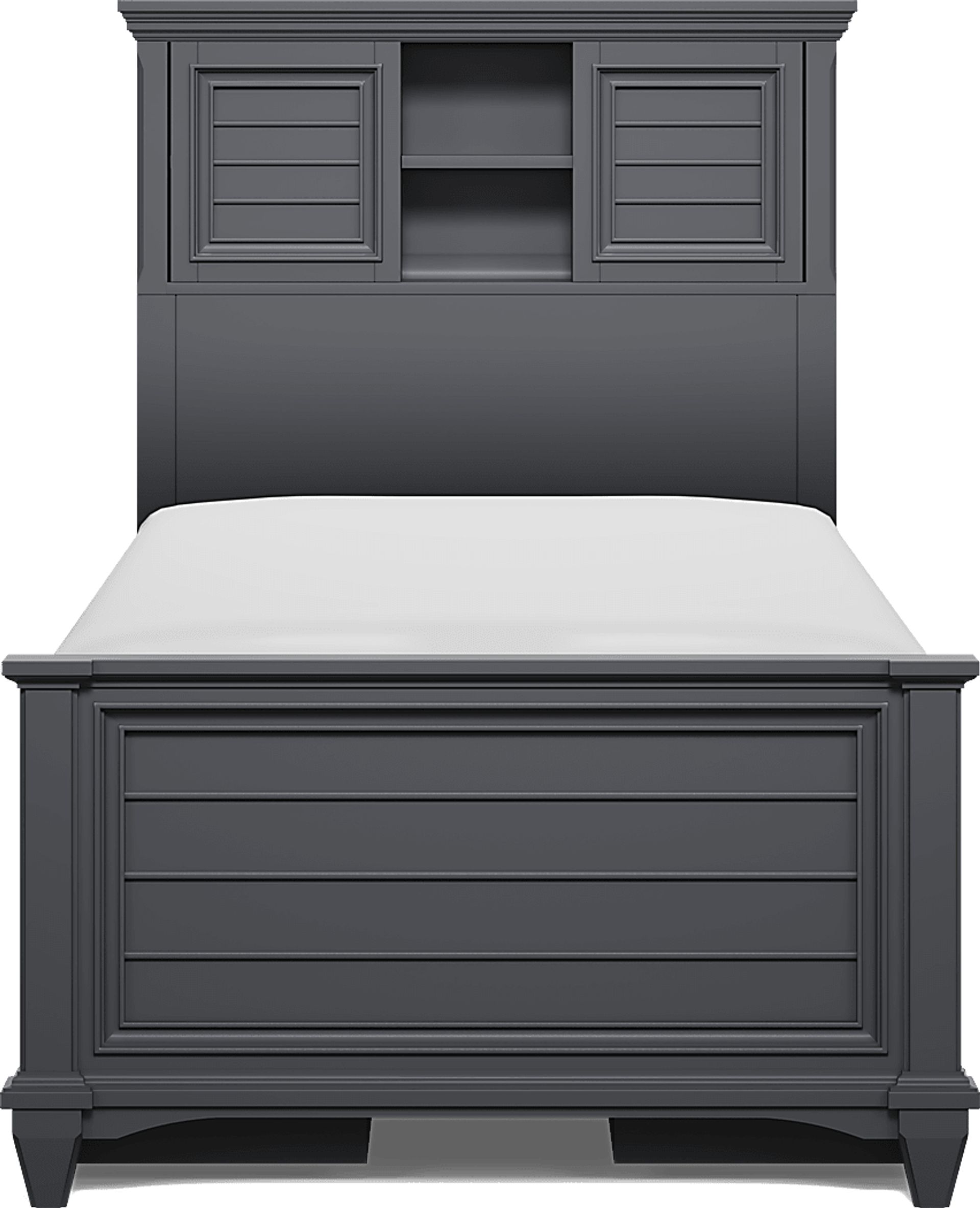 Hilton Head Kids Graphite Twin Bookcase Bed with Storage Side Rails - Image 2