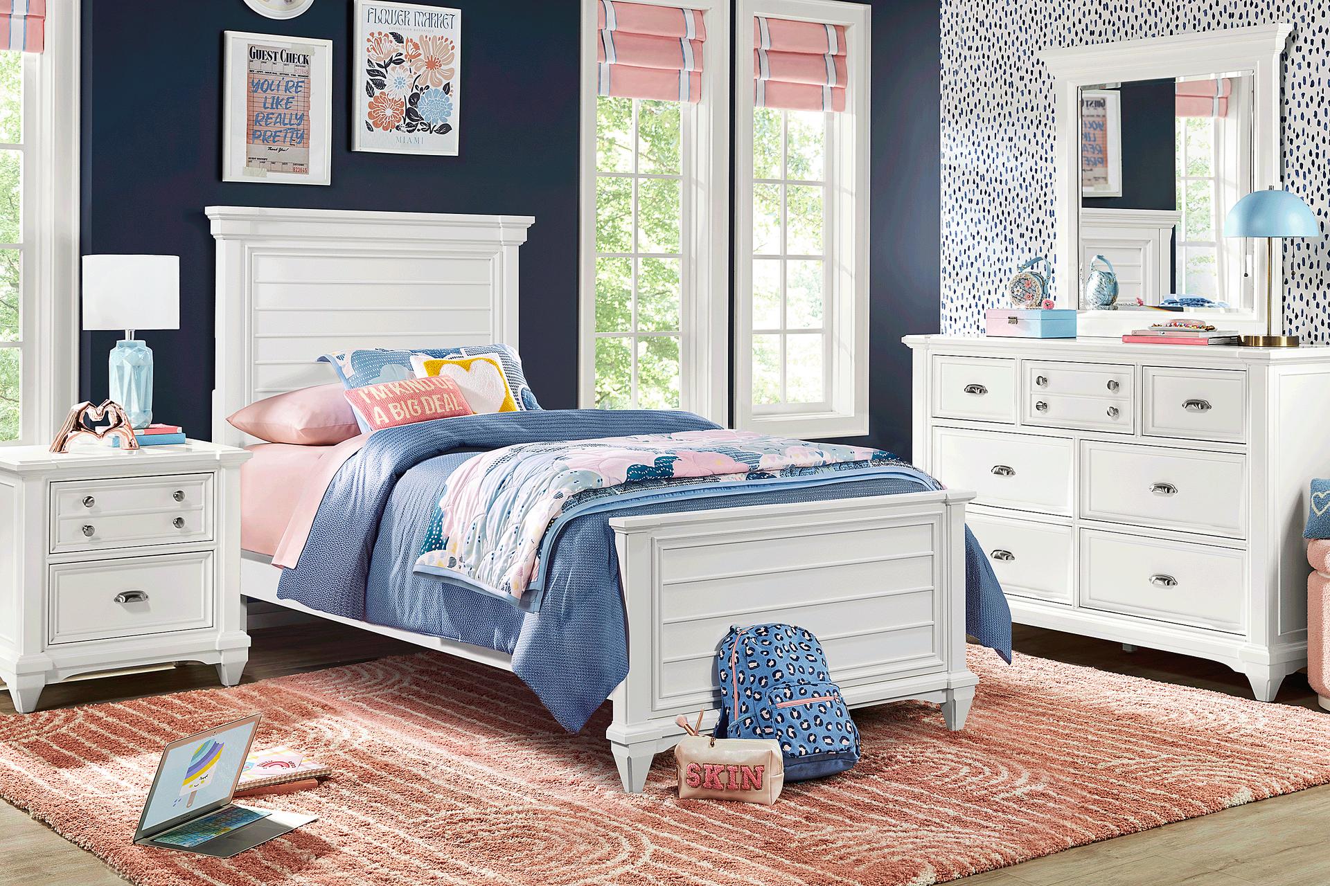 Hilton Head Kids White Twin XL Panel Bedroom