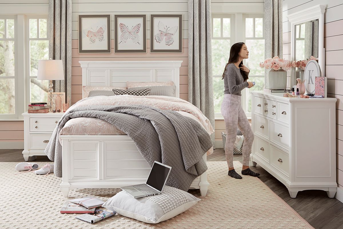 Hilton Head Kids White Twin XL Panel Bedroom
