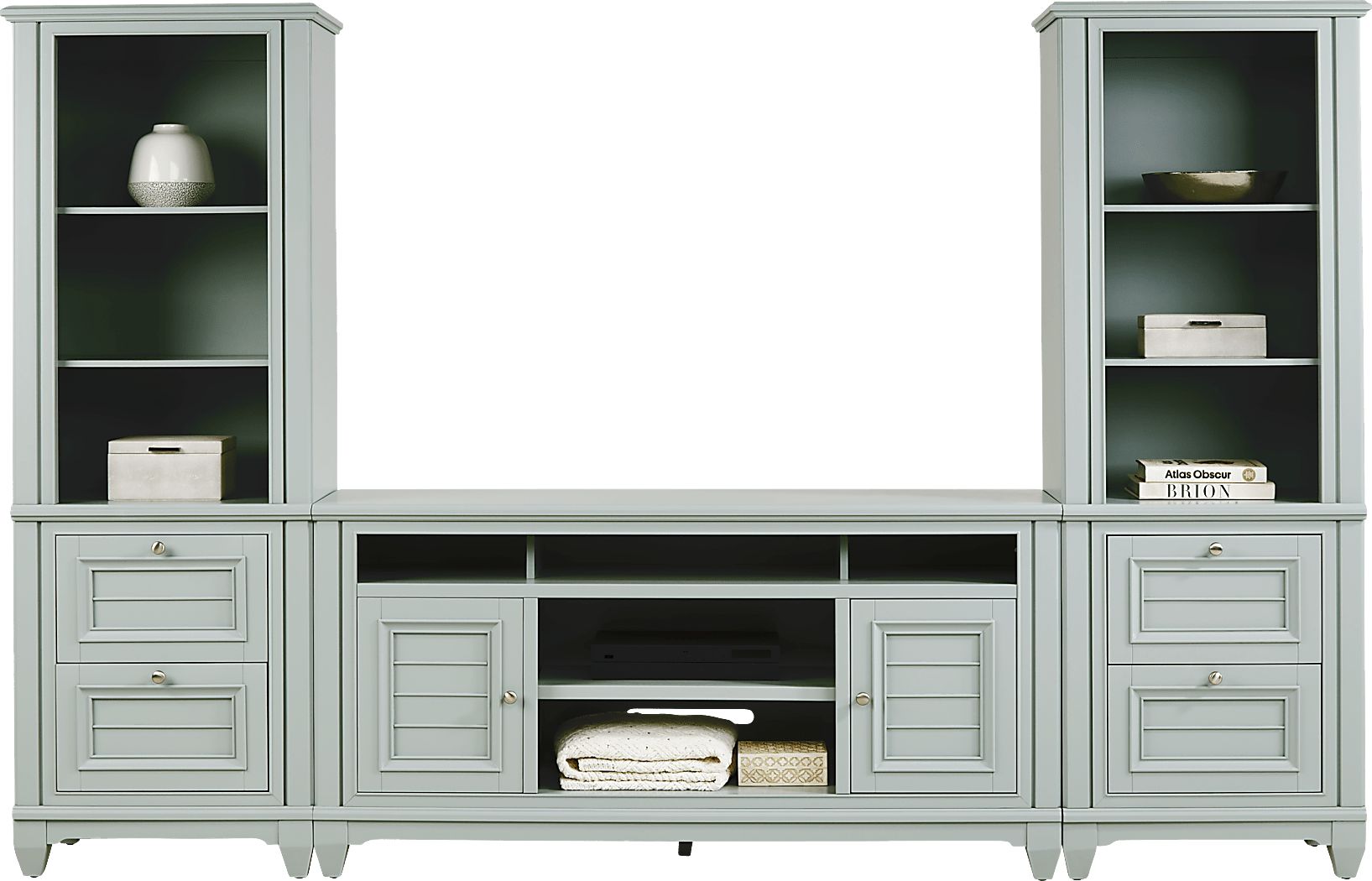 Hilton Head Mint 3 Pc Wall Unit with 66 in. Console Rooms To Go