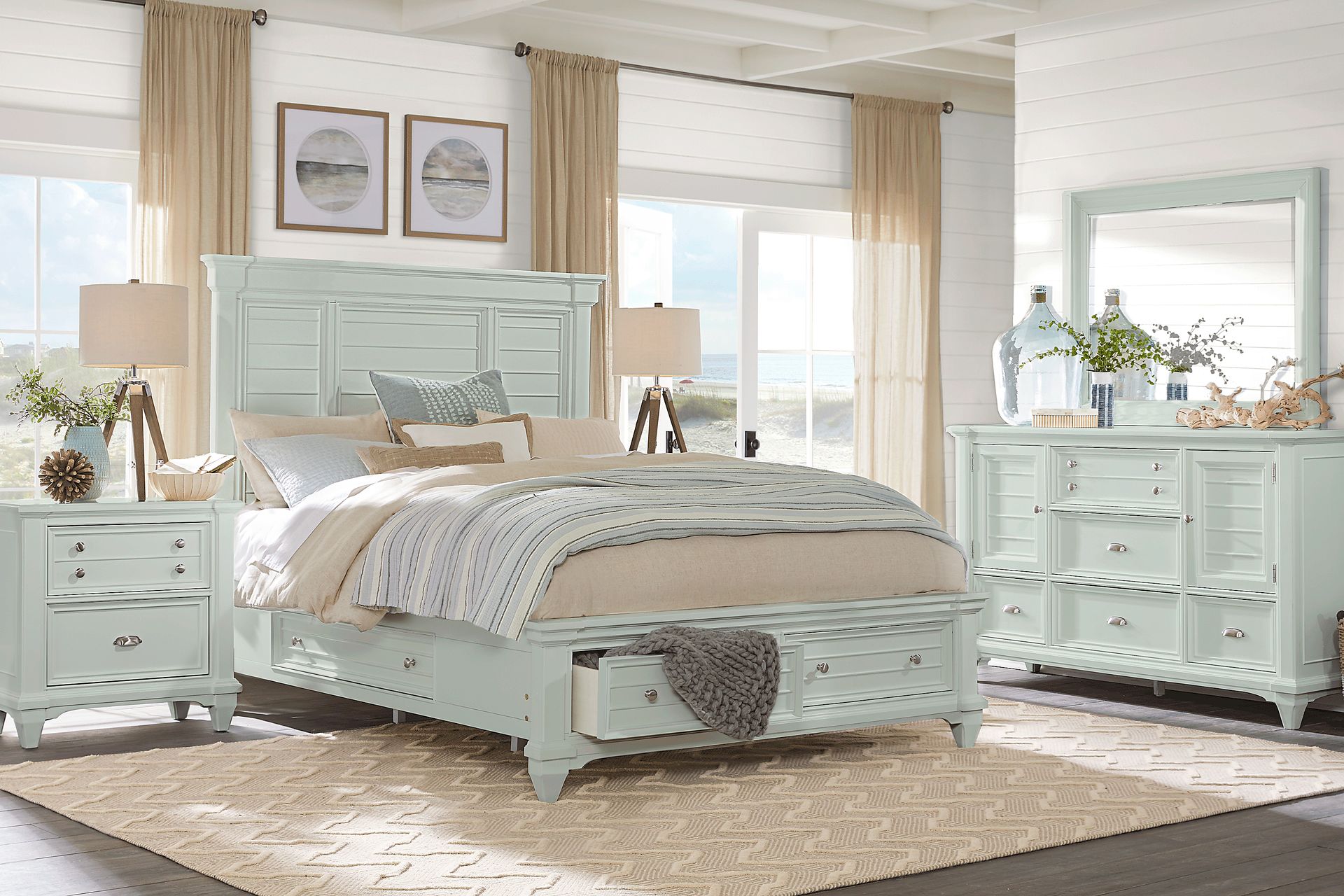 Hilton Head Mint 5 Pc King Storage Bedroom - Image 1