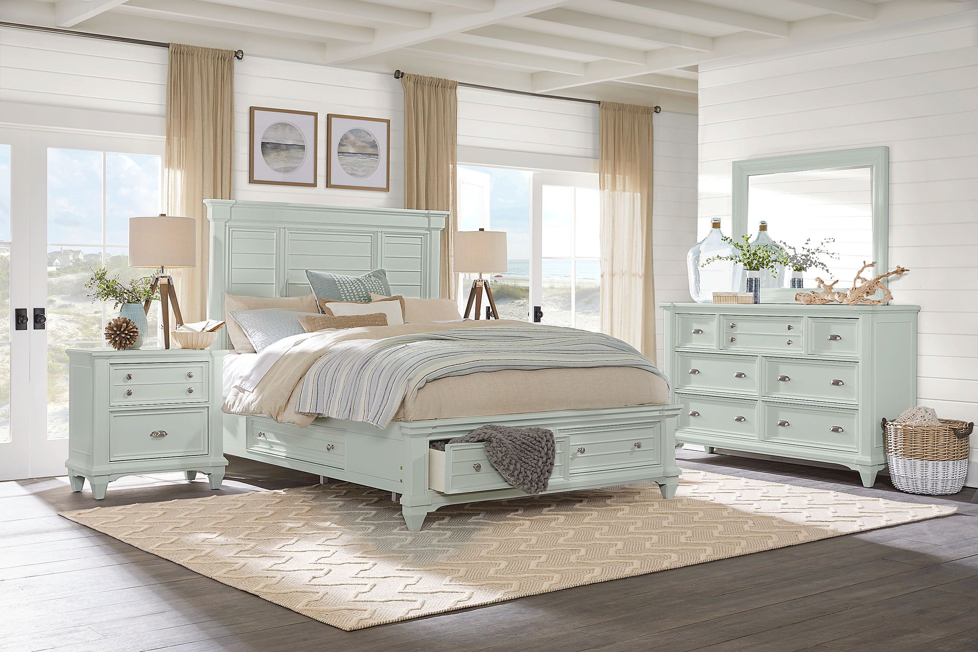 Hilton Head Mint 5 Pc Queen Storage Bedroom - Image 1