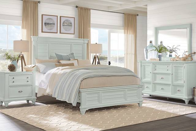 Hilton Head Mint 7 Pc King Panel Bedroom - Thumbnail - Image 1